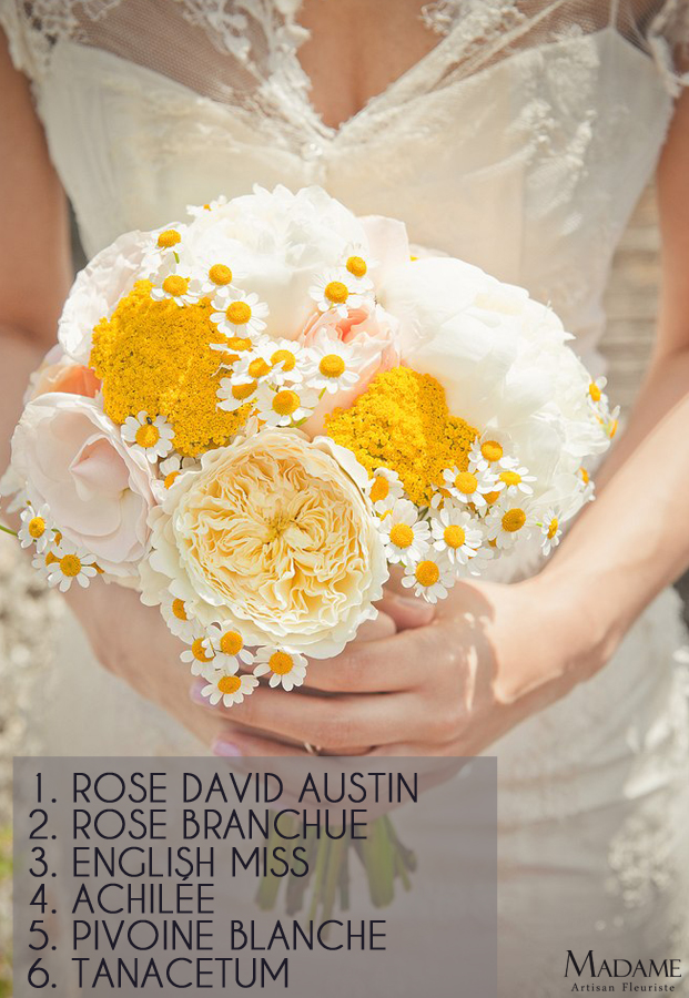 Bouquet de mariee jaune par Madame Artisan fleuriste - La mariee aux pieds nus