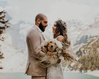 Un elopement bohème au bord du Lac Oeschinensee en Suisse - Photos : Cécilia Hofer - Blog mariage : La mariée aux pieds nus.