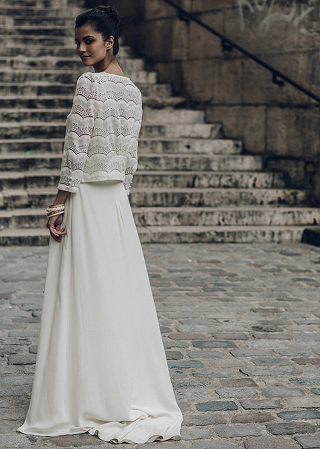 La mariée aux pieds nus - Laure de Sagazan - Robes de mariée - Collection 2016 - Veste Lafontaine et Robe Malot - Photo : Laurent Nivalle