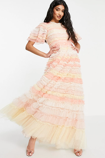 Patron De Couture Vintage Marie-Claire Années 70 - Robe à Volants Taille 36 à 44 - Neuf Sous Blister