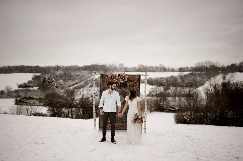 Un elopement bohème en hiver dans la neige - Photos : Solveig et Ronan - Blog mariage : La mariée aux pieds nus