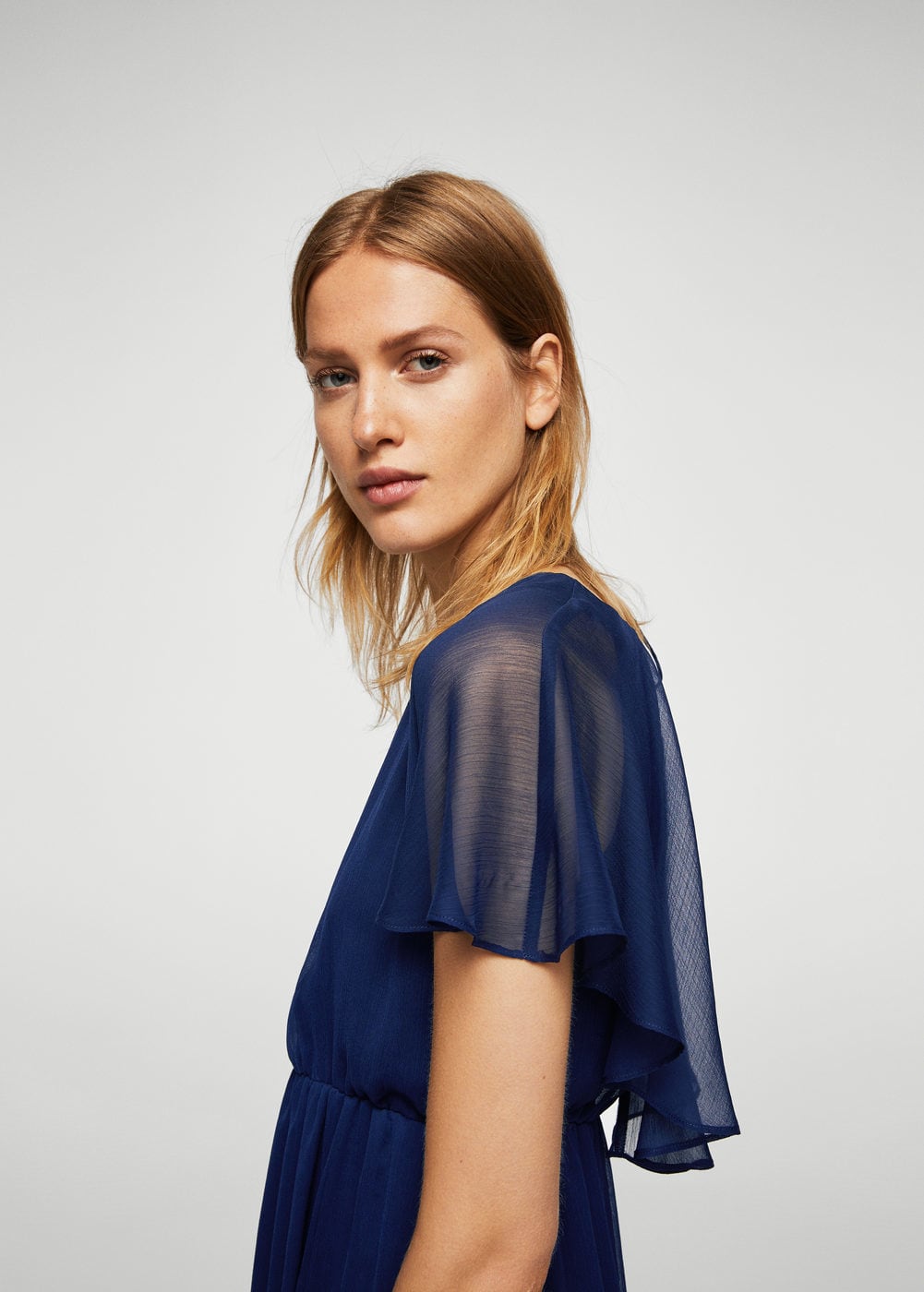 Robe Bleue Longue Volant La Mariee Aux Pieds Nus